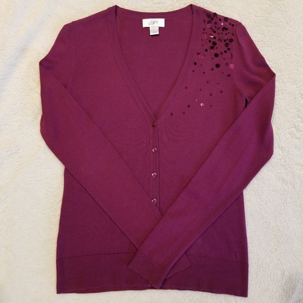 🌻 LOFT Fuchsia/Purple Cardigan